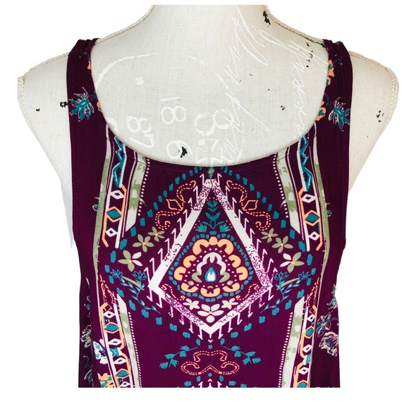 Intimately FREE PEOPLE Burgundy Floral Tank Top High Low Dress M - Picture 2 of 12